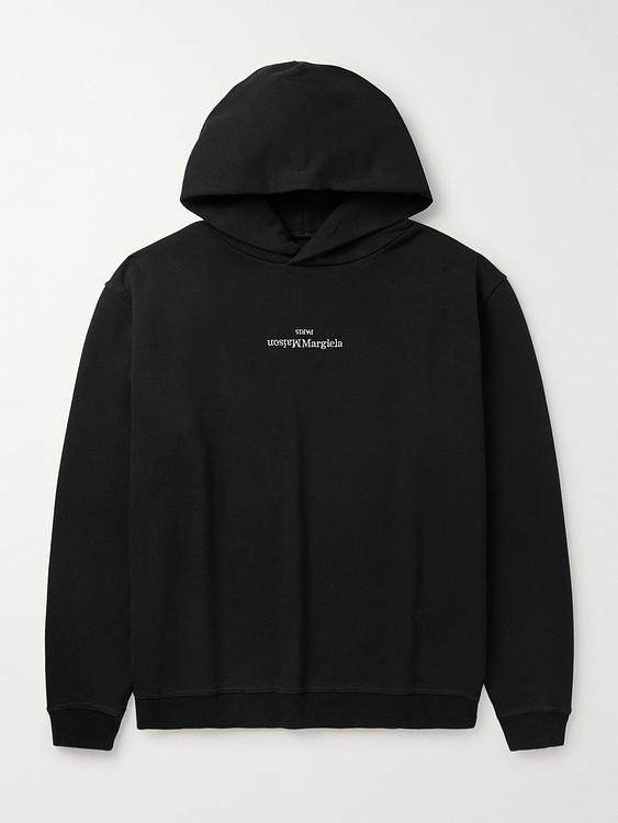 Print black hooded sweatshirt from Maison Margiela