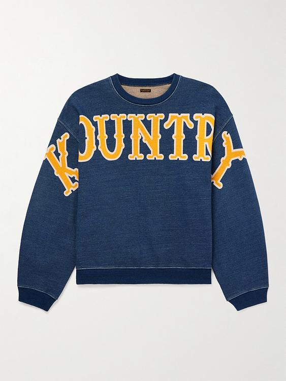 Print dark blue sweatshirt from Kapital