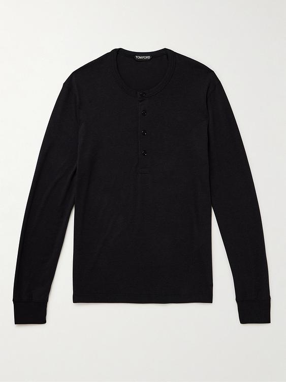 Black henley shirt from Tom Ford