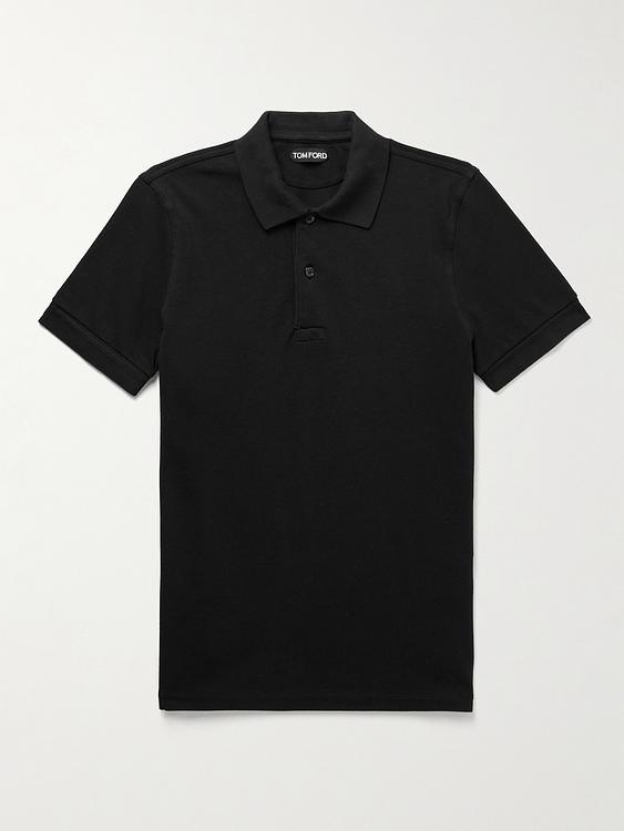 Black short sleeve polo shirt from Tom Ford
