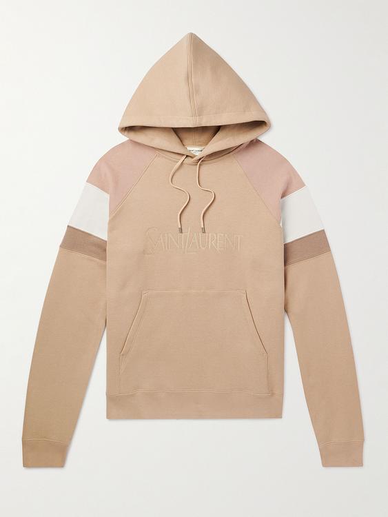Print taupe hooded sweatshirt from Saint Laurent