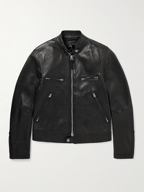 Black leather jacket from Tom Ford