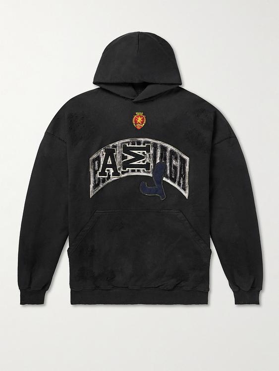 Print black hooded sweatshirt from Balenciaga