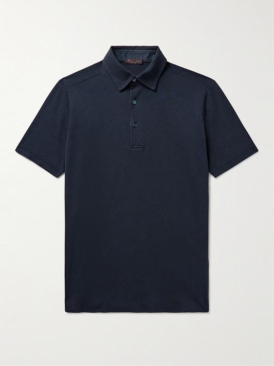 Black short sleeve polo shirt from Loro Piana