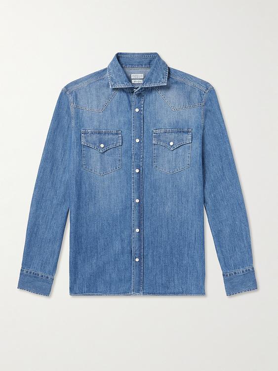 Blue denim shirt from Brunello Cucinelli