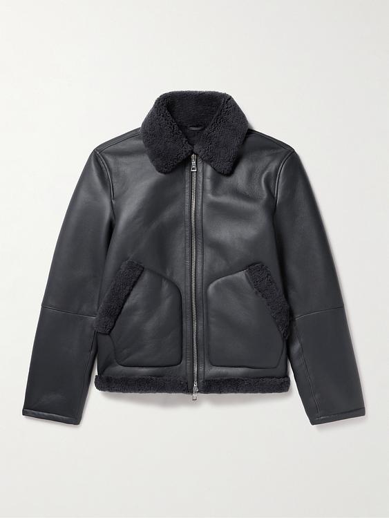 Dark grey leather jacket from Mr P.