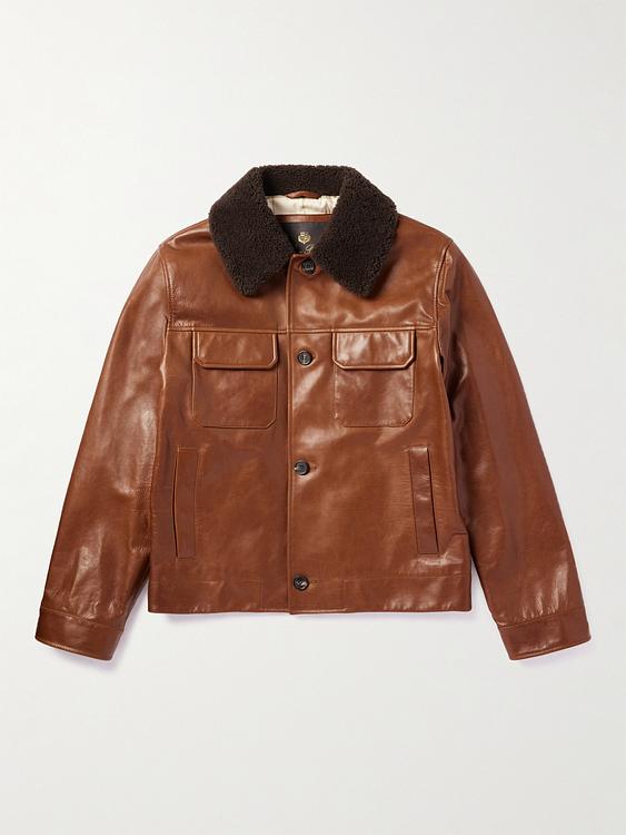 Brown leather jacket from Loro Piana