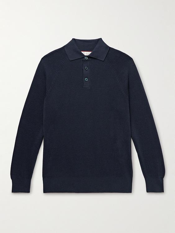 Black long sleeve polo shirt from Brunello Cucinelli