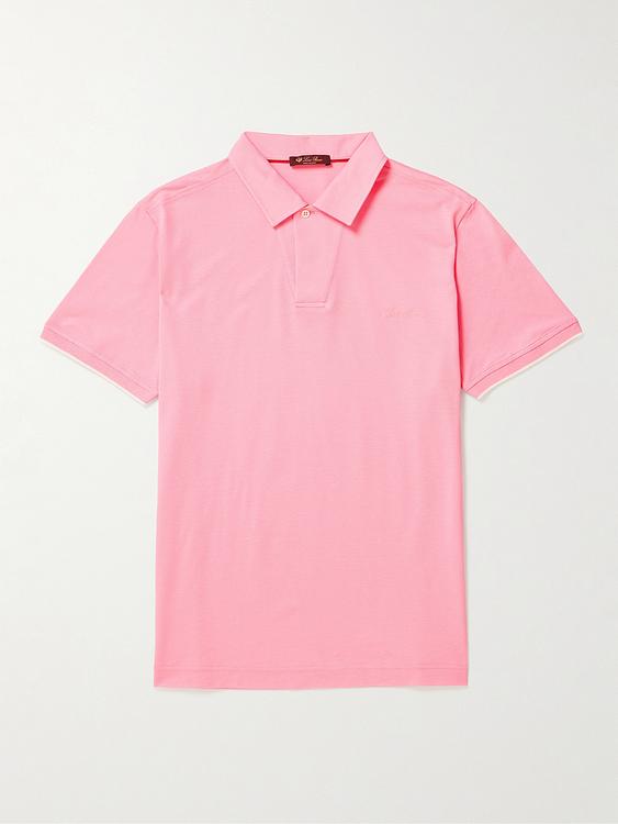 Light pink short sleeve polo shirt from Loro Piana