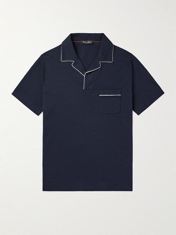 Black short sleeve polo shirt from Loro Piana