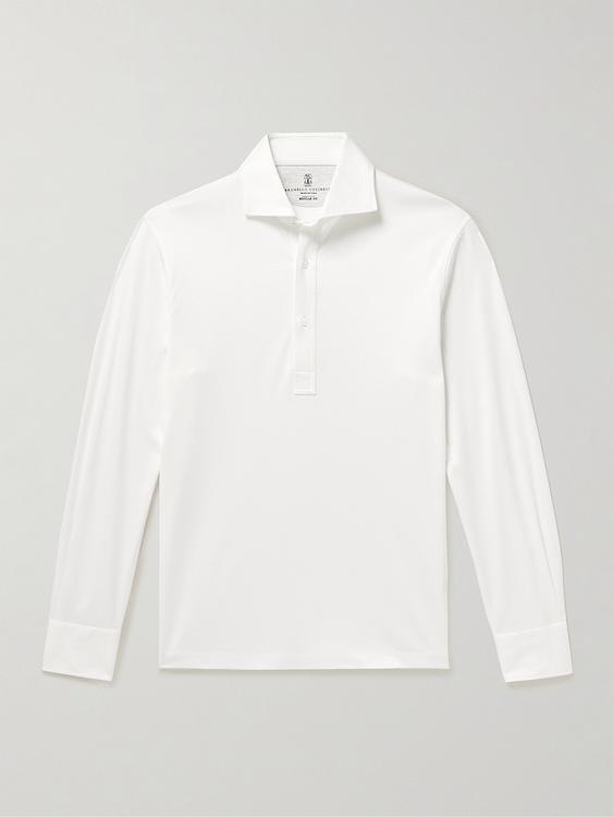 White long sleeve polo shirt from Brunello Cucinelli