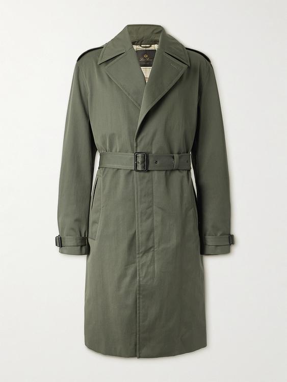 Dark green trench coat from Loro Piana