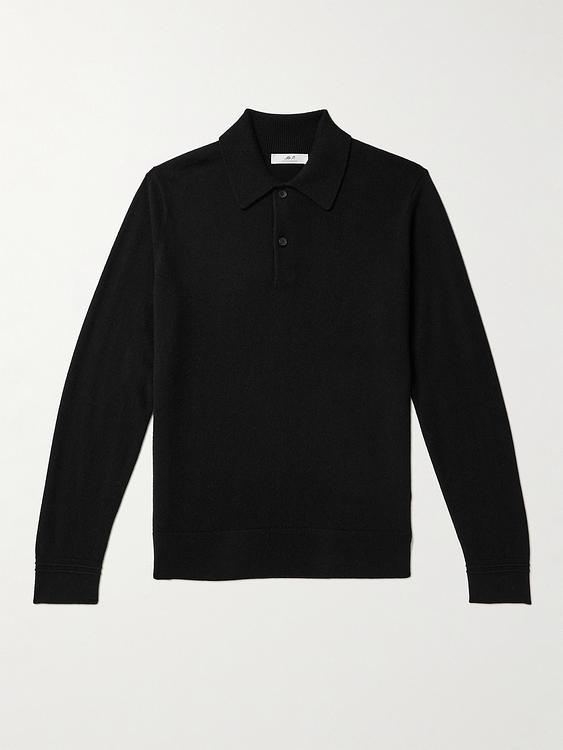 Black long sleeve polo shirt from Mr P.