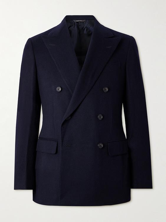 Black double-breasted blazer from Loro Piana