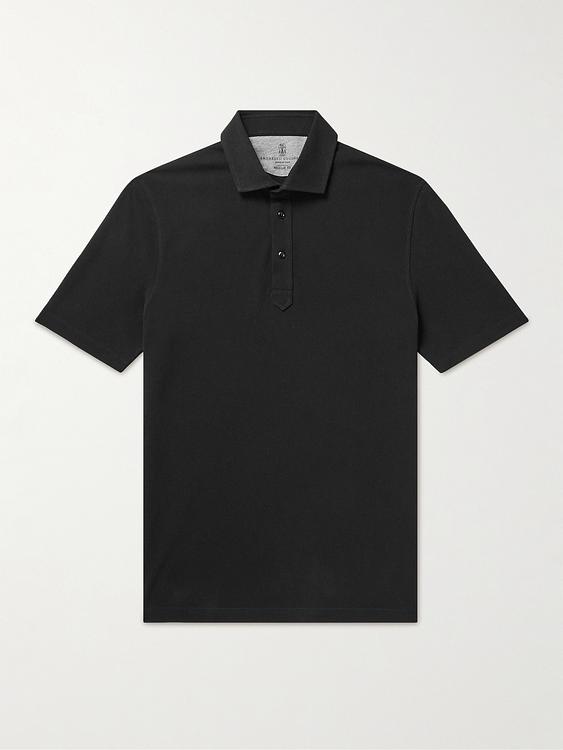 Black short sleeve polo shirt from Brunello Cucinelli