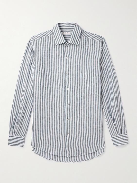Striped white casual shirt from Loro Piana