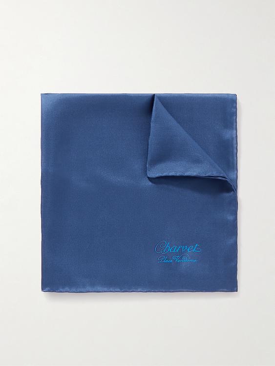 Dark blue pocket square from Charvet