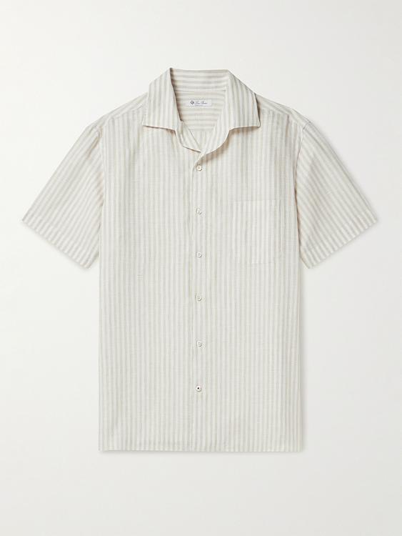 Striped grey short sleeve shirt from Loro Piana