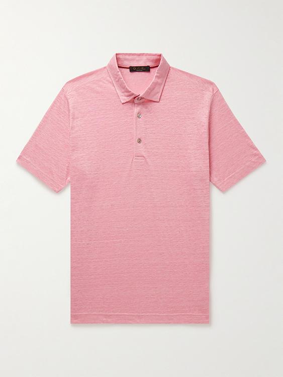 Light pink short sleeve polo shirt from Loro Piana