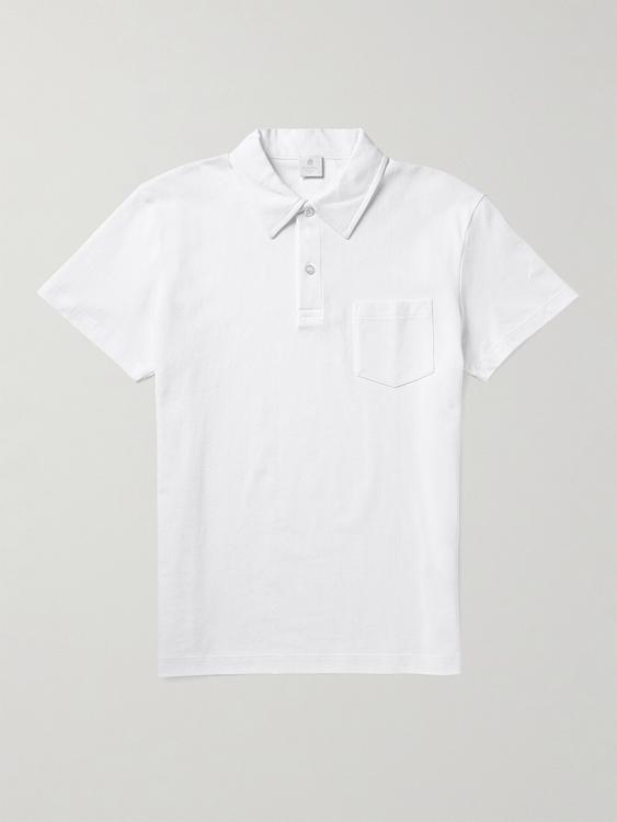 White short sleeve polo shirt from Sunspel
