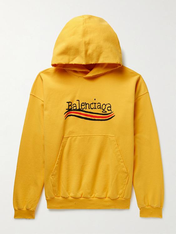 Print dark yellow hooded sweatshirt from Balenciaga