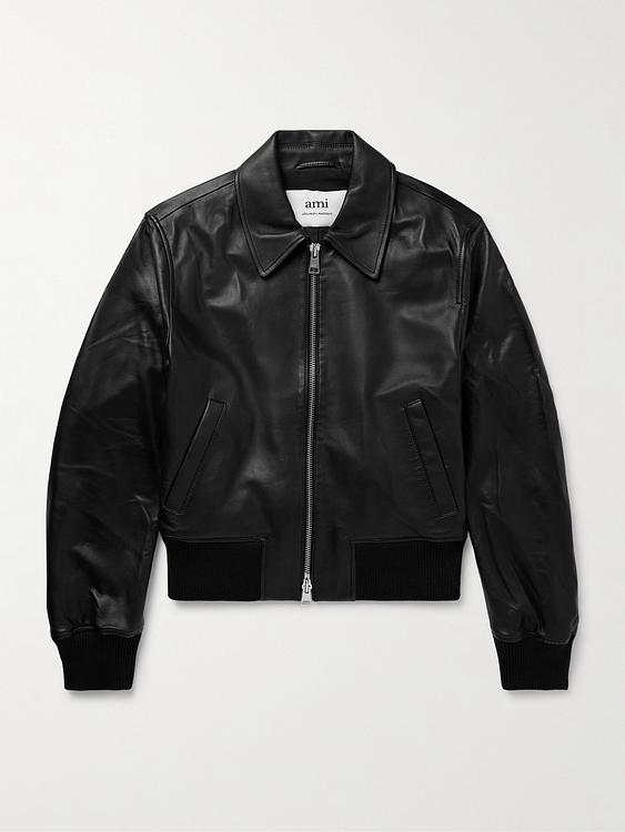 Black leather jacket from Ami Paris
