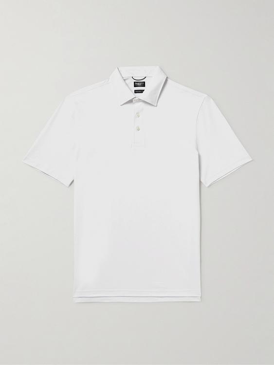 White short sleeve polo shirt from Faherty