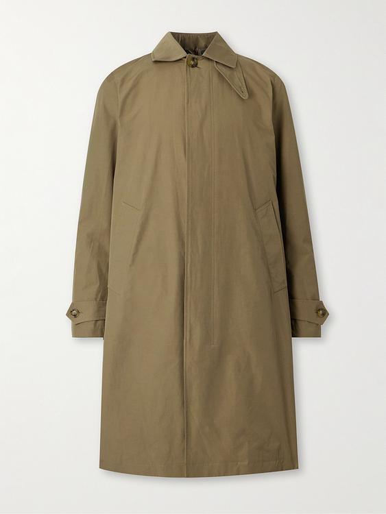 Taupe trench coat from Baracuta