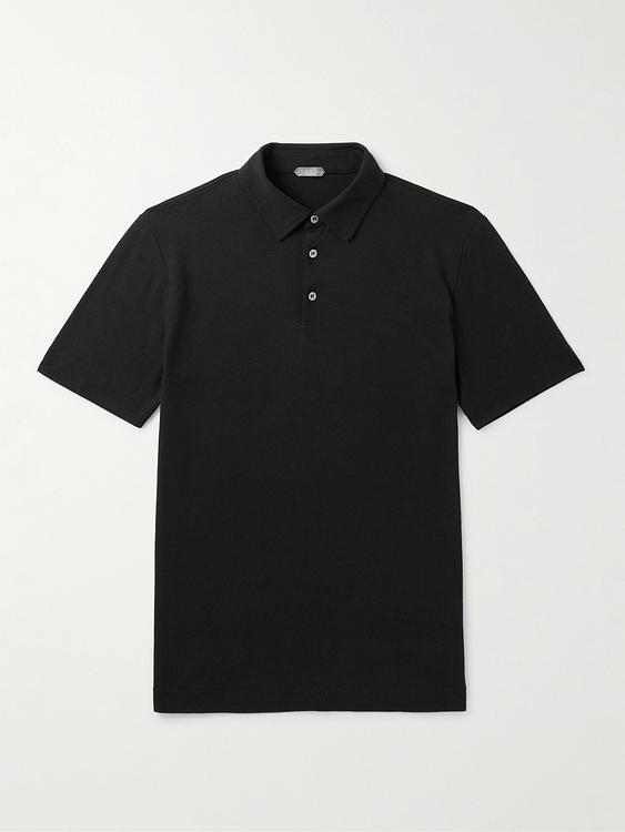 Black short sleeve polo shirt from Incotex