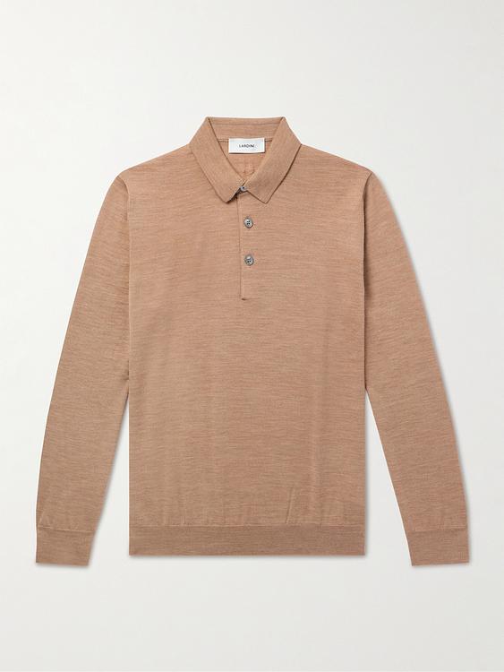 Brown long sleeve polo shirt from Lardini