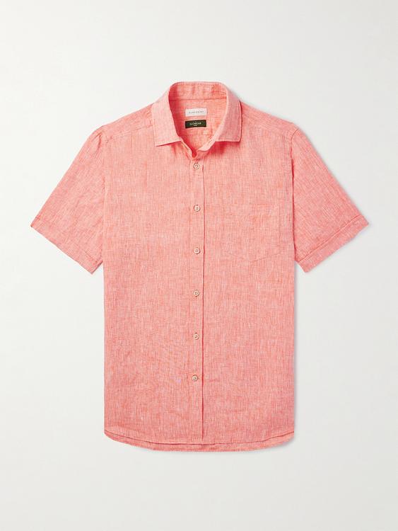 Peach short sleeve polo shirt from Incotex
