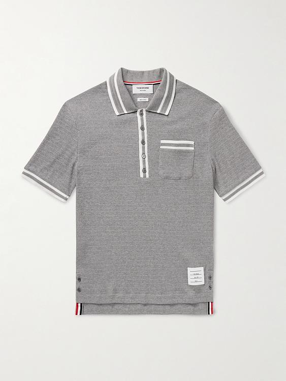 Grey short sleeve polo shirt from Thom Browne