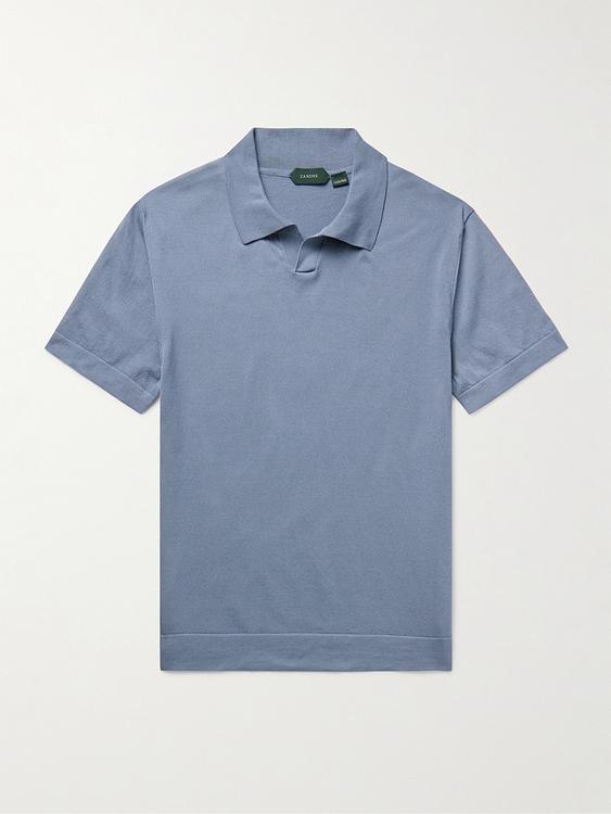 Blue short sleeve polo shirt from Incotex