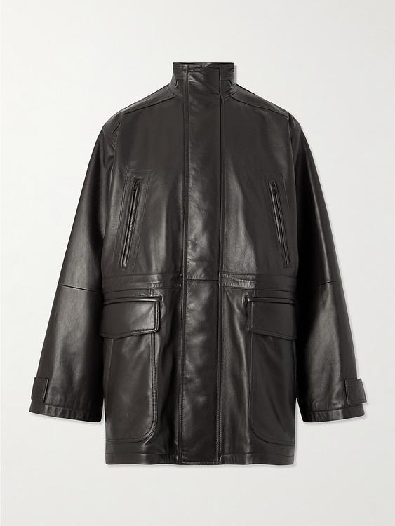 Dark grey leather jacket from Balenciaga