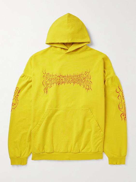 Print yellow hooded sweatshirt from Balenciaga