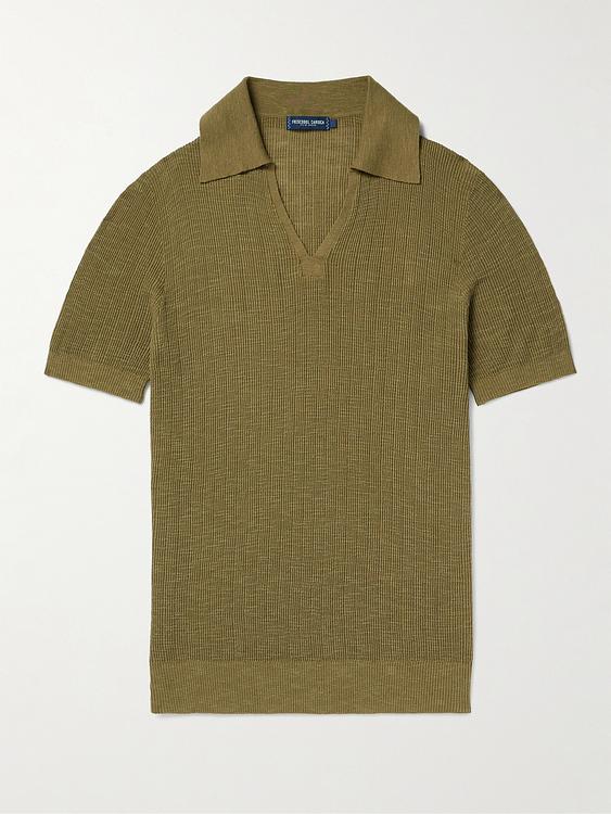 Taupe short sleeve polo shirt from Frescobol Carioca