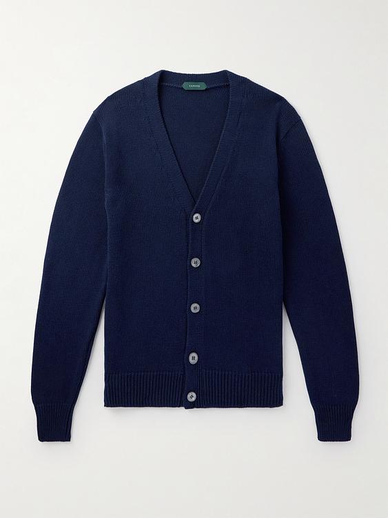 Dark blue cardigan from Incotex