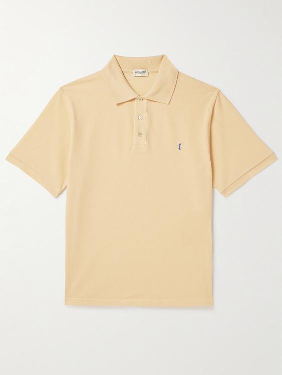 Peach short sleeve polo shirt from Saint Laurent