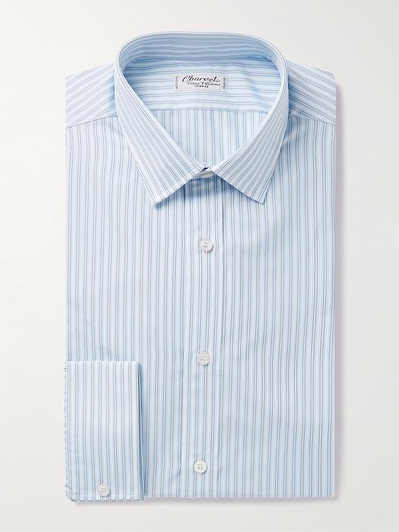 Striped light blue business shirt from Charvet