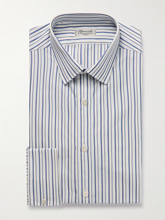Striped white business shirt from Charvet