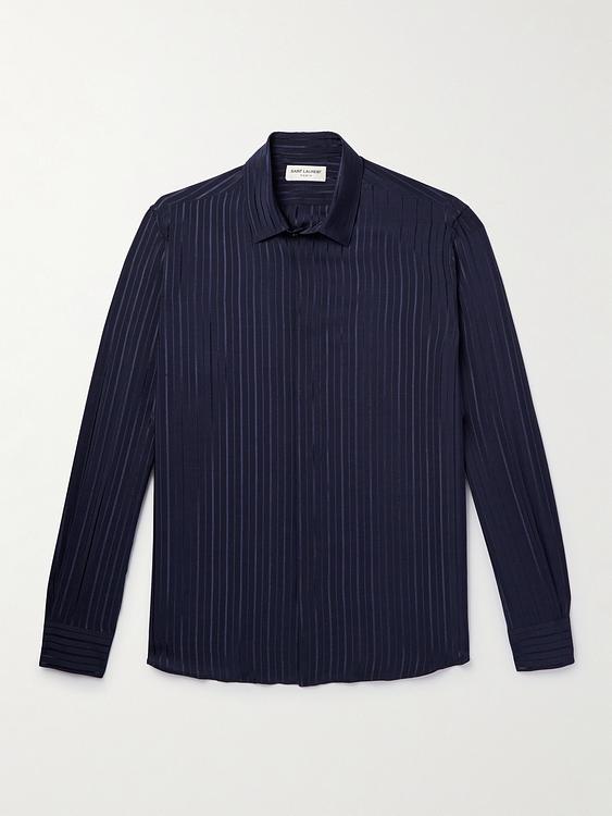 Striped dark blue casual shirt from Saint Laurent