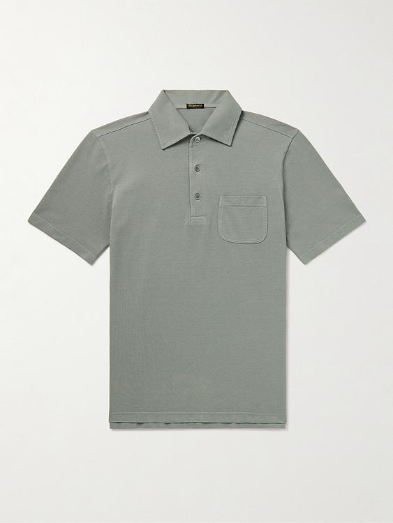 Grey short sleeve polo shirt from Rubinacci