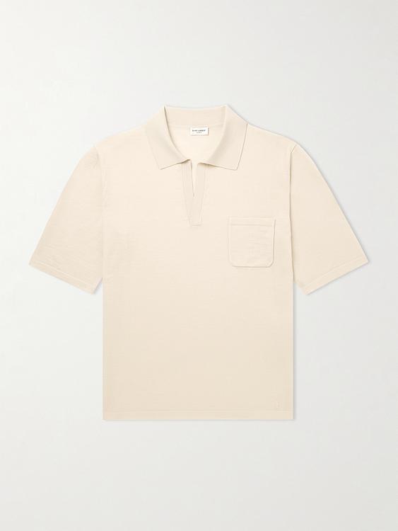 White short sleeve polo shirt from Saint Laurent