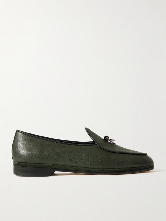 Dark green loafers from Rubinacci