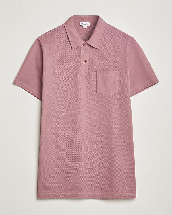 Light purple short sleeve polo shirt from Sunspel