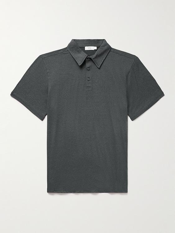 Dark grey short sleeve polo shirt from Onia
