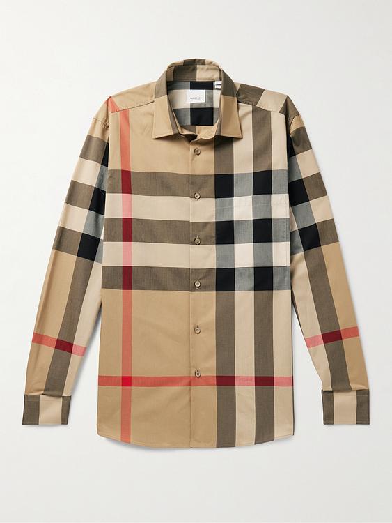 Checkered taupe casual shirt from Burberry