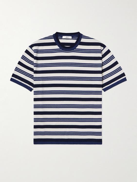 Striped dark blue t-shirt from Mr P.