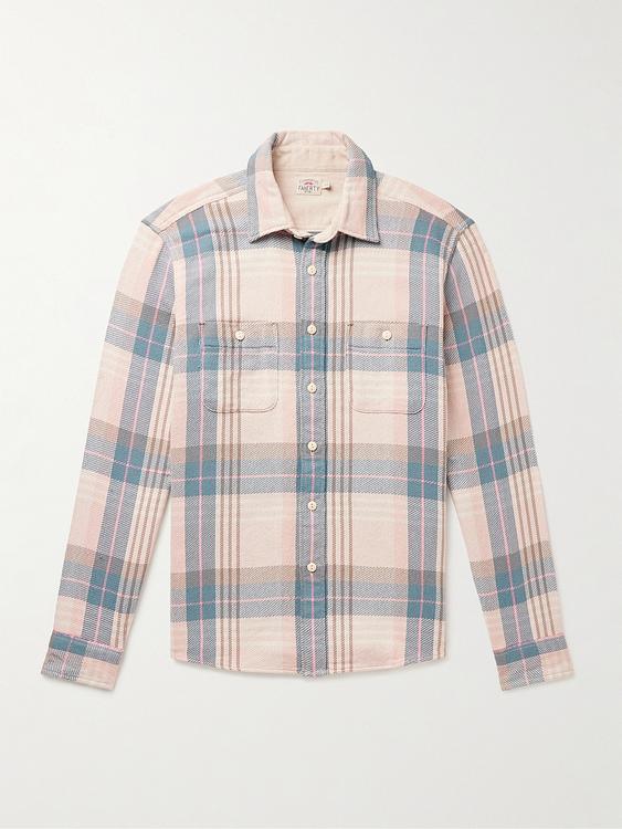 Checkered beige flannel shirt from Faherty