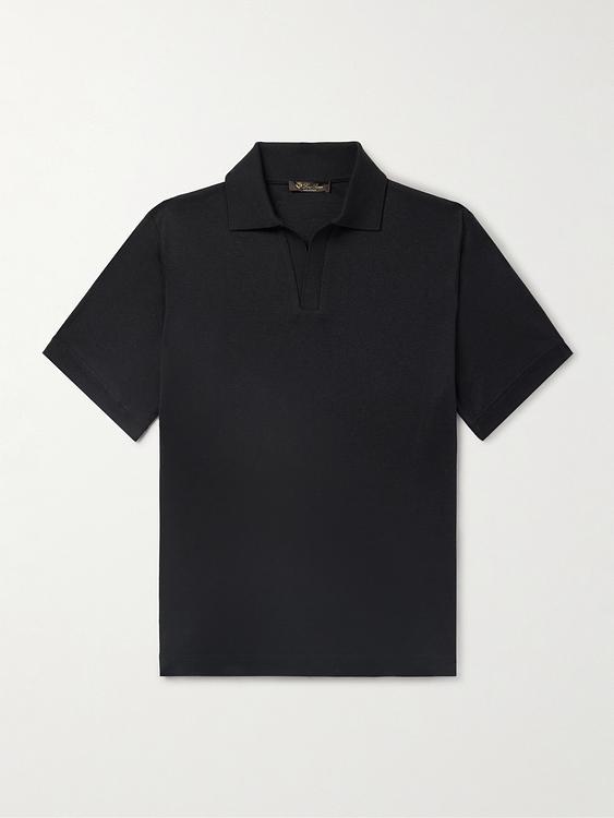 Black short sleeve polo shirt from Loro Piana